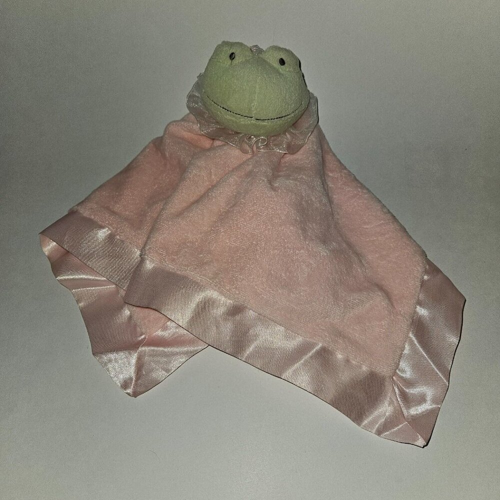 Hallmark Frog Lovey Green Pink Baby Plush Toy Soft Fleece Satin Trim